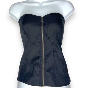 Vintage Charlotte Russe Corset Zip Up Padded Y2K Goth Vamp Coquette Emo Black XL